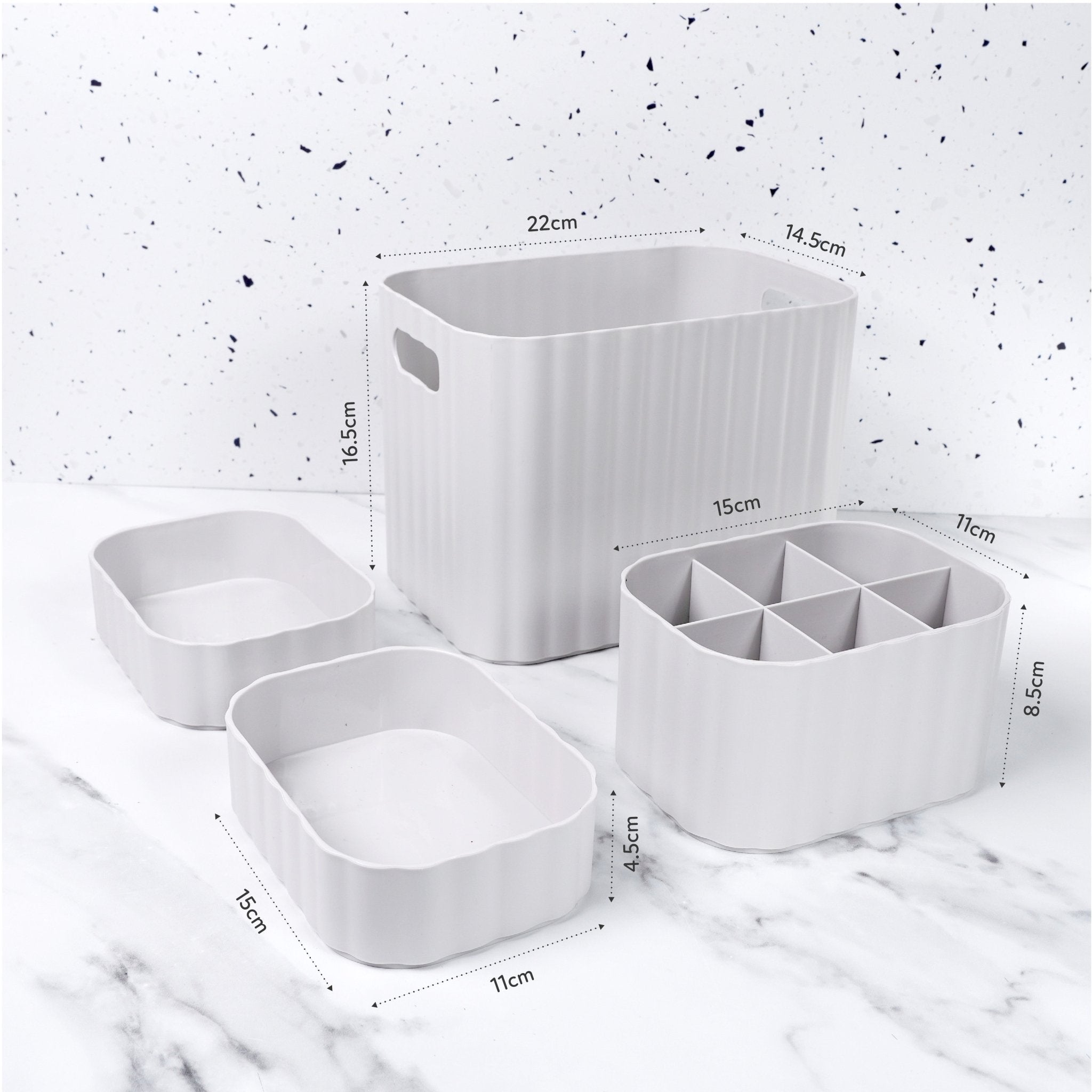 LUMI Grey Storage Containers - 4 Pack - LUMI Sleep