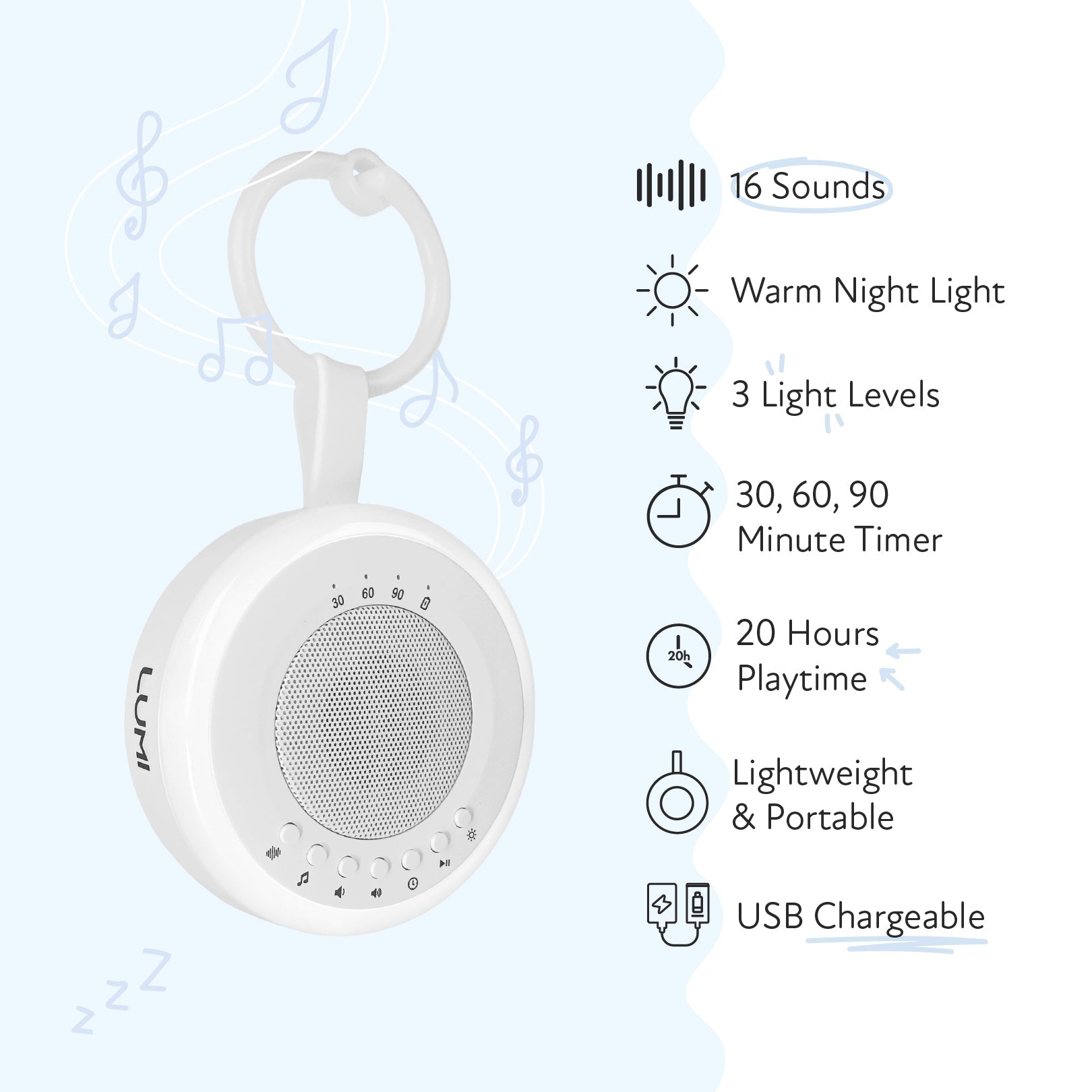 LUMI Portable White Noise Machine - LUMI Sleep